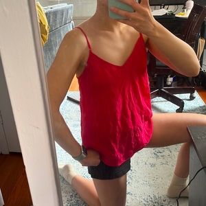 Aritzia Wilfred 100% silk hot pink cami tank
